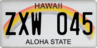 HI license plate ZXW045