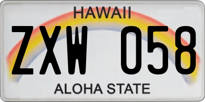 HI license plate ZXW058