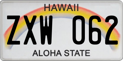 HI license plate ZXW062