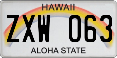 HI license plate ZXW063