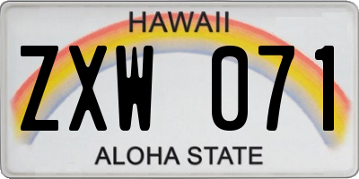 HI license plate ZXW071