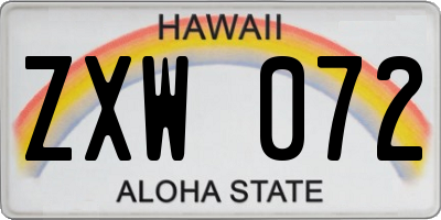 HI license plate ZXW072