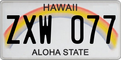 HI license plate ZXW077