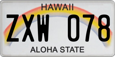 HI license plate ZXW078