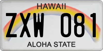 HI license plate ZXW081