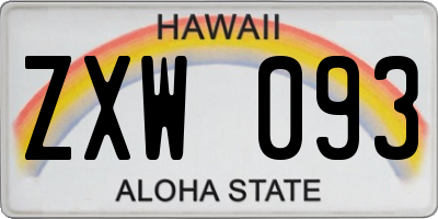 HI license plate ZXW093