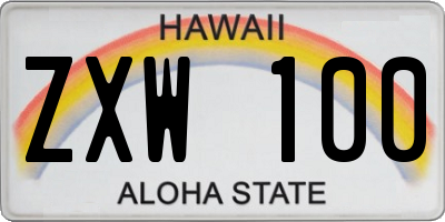 HI license plate ZXW100