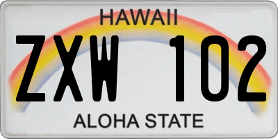 HI license plate ZXW102