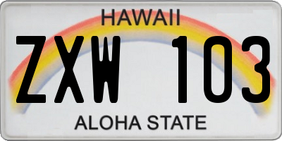 HI license plate ZXW103