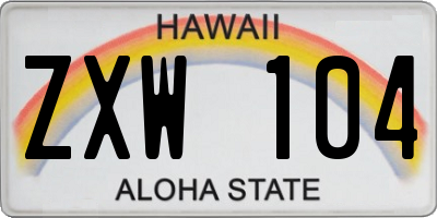 HI license plate ZXW104