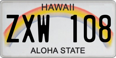 HI license plate ZXW108