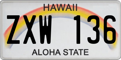 HI license plate ZXW136