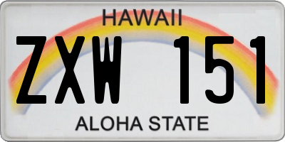 HI license plate ZXW151