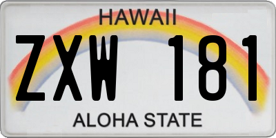 HI license plate ZXW181