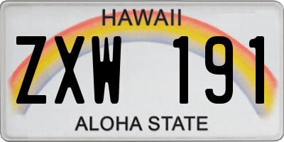 HI license plate ZXW191