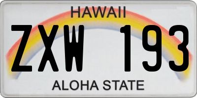 HI license plate ZXW193