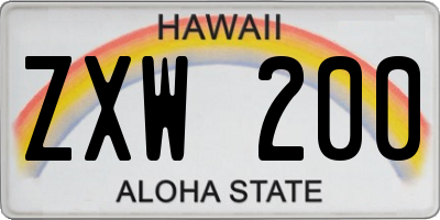 HI license plate ZXW200