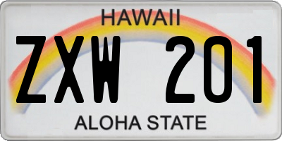HI license plate ZXW201