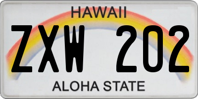HI license plate ZXW202