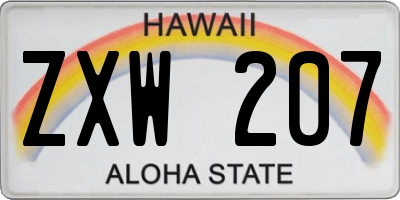 HI license plate ZXW207