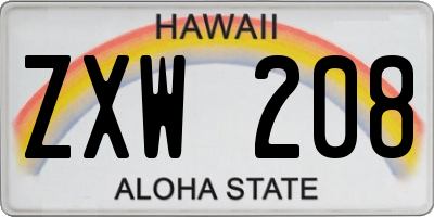 HI license plate ZXW208
