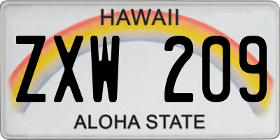 HI license plate ZXW209