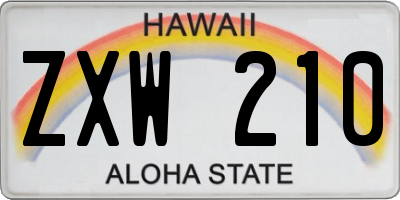 HI license plate ZXW210