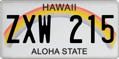 HI license plate ZXW215