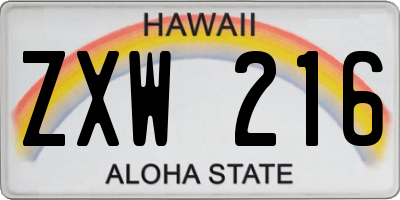 HI license plate ZXW216