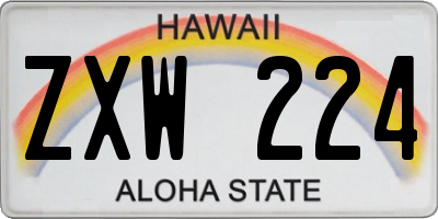 HI license plate ZXW224