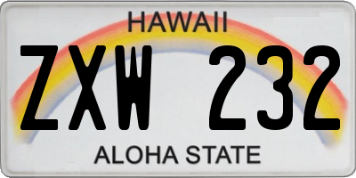 HI license plate ZXW232
