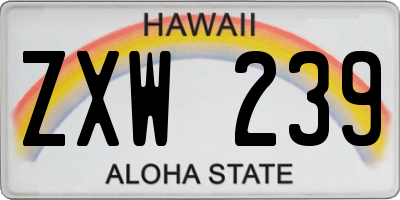 HI license plate ZXW239