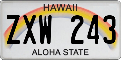 HI license plate ZXW243