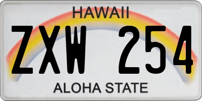 HI license plate ZXW254