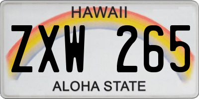 HI license plate ZXW265