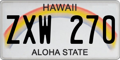 HI license plate ZXW270