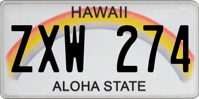 HI license plate ZXW274