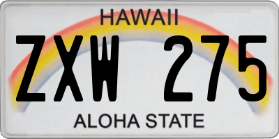 HI license plate ZXW275
