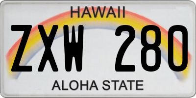 HI license plate ZXW280
