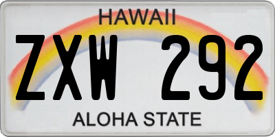 HI license plate ZXW292
