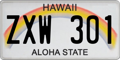 HI license plate ZXW301