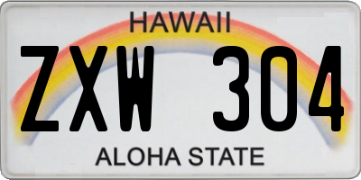 HI license plate ZXW304