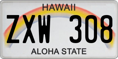 HI license plate ZXW308
