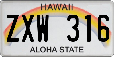 HI license plate ZXW316