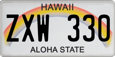 HI license plate ZXW330