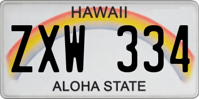 HI license plate ZXW334