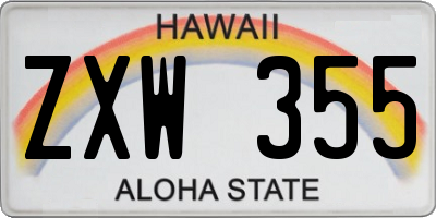 HI license plate ZXW355