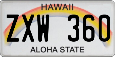 HI license plate ZXW360