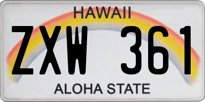 HI license plate ZXW361