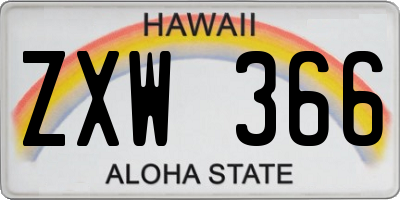 HI license plate ZXW366